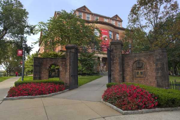 Gate to Winants Hall on Somerset Street and College Avenue